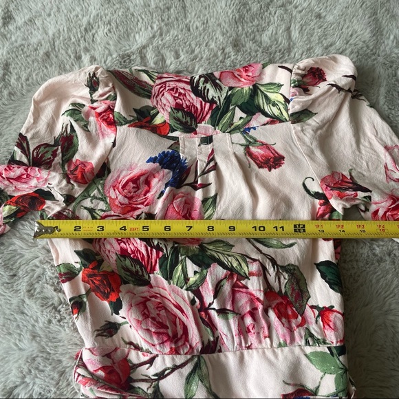 AFRM Floral Wrap Tie Dress beach coverup XS puff shoulder pink rose - Picture 8 of 17